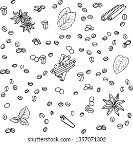 Vector Sketch pattern about coffee