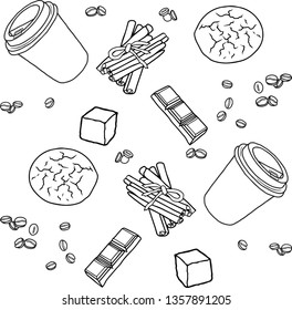 Vector Sketch pattern about coffee