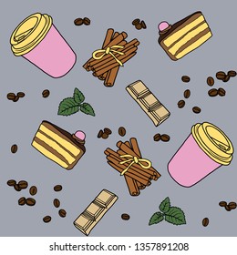 Vector Sketch pattern about coffee
