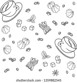 Vector Sketch pattern about coffee