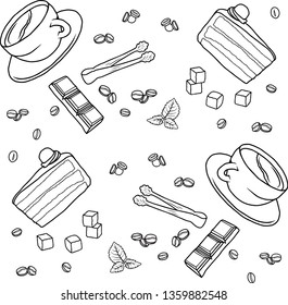 Vector Sketch pattern about coffee