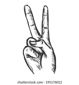 Vector Sketch Peace Gesture