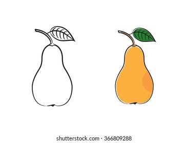 Vector sketch pear with color variant