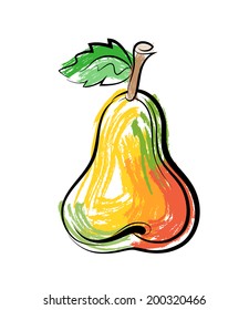 Vector sketch of pear on white background.