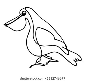 vector sketch pelican single one line art, continuous 
