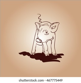 vector sketch of pig