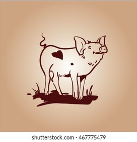 vector sketch of pig