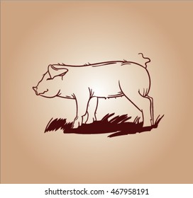 vector sketch of pig