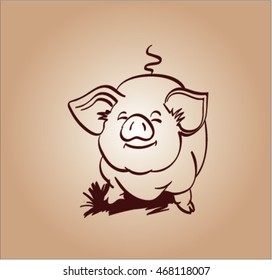 vector sketch of pig