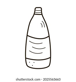 Vector sketch of a plastic bottle, a container of household chemicals, icon contour template, doodle style
