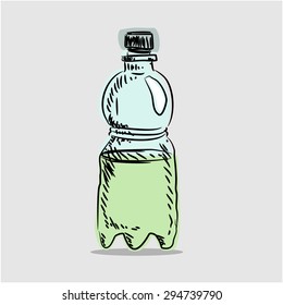 Vector  Sketch Plastic Bottle of Water