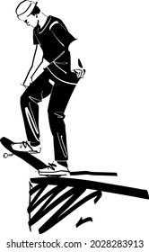 the vector sketch of the player on a skateboard