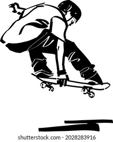 the vector sketch of the player on a skateboard