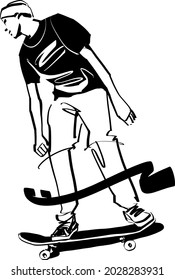 the vector sketch of the player on a skateboard