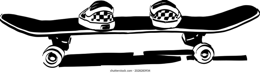 the vector sketch of the player on a skateboard