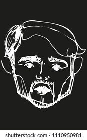 vector sketch for a portrait of a handsome man with a beard