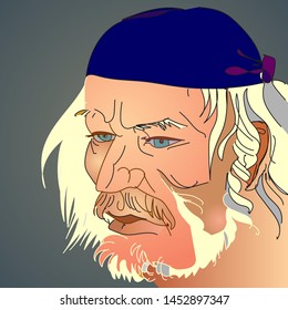 vector sketch of the portrait of an imaginary pirate