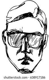  vector sketch for a portrait of a man in sunglasses