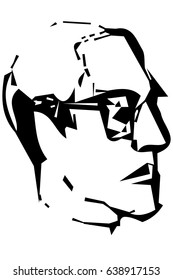  vector sketch for portrait of a man's profile with glasses