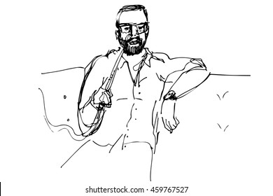  vector sketch for the portrait of a young man