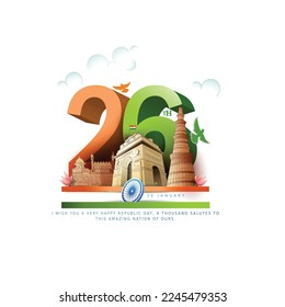 vector sketch poster of  indian monuments for india republic Day (26 January).