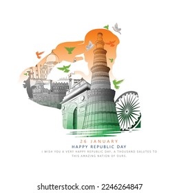 vector sketch poster of  indian monuments for india republic Day (26 January).