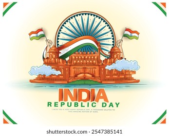 vector sketch poster of  indian monuments for india republic Day (26 January).
