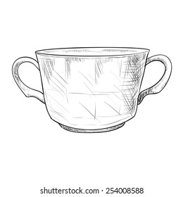 Vector sketch of pot. Hand draw illustration.