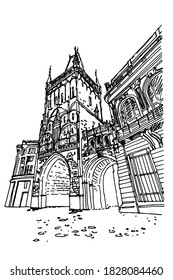 vector sketch of The Powder Tower, Prague, Czech Republic.