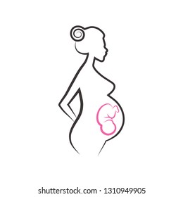 Vector sketch of a pregnant woman