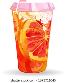 Vector sketch print orange Cocktail with you