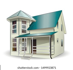 Vector. Sketch of a private country house