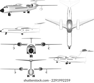 Vector sketch of a private jet airplane illustration