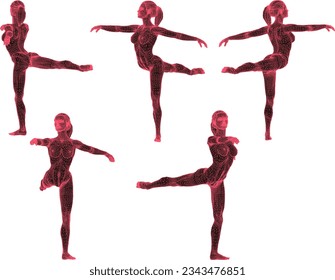 Vector sketch of a professional ballet dancer gymnast athlete performing at a competition