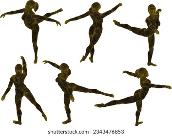 Vector sketch of a professional ballet dancer gymnast athlete performing at a competition
