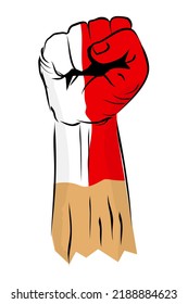 Vector Sketch Punching or Fisting Hand, indonesia Flag  body painting
