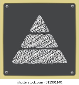 Vector sketch pyramid icon on school blackboard  
