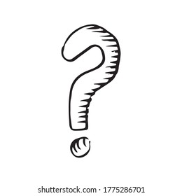 Vector Sketch Question Mark isolated on white background.