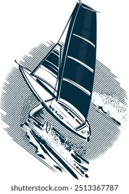 vector sketch of the racing boat catamaran