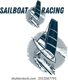 vector sketch of the racing boat catamaran