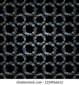 Vector sketch ready for contemporary flat design for poster, invitation, post card, textile design in blue, black and gray colors. Abstract floral elements seamless pattern.