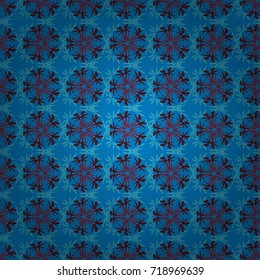 Vector sketch ready for contemporary flat design for poster, invitation, post card, textile design in blue, red and brown colors. Abstract floral elements seamless pattern.