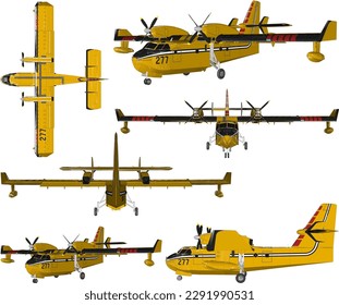 Vector sketch of a rescue plane illustration