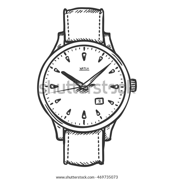 Vector Sketch Retro Wrist Watch Stock Vector (Royalty Free) 469735073