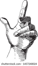 vector sketch of right hand drawn with ink
