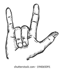 Vector Sketch Rock Gesture