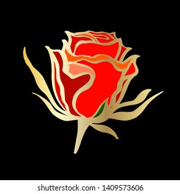 Vector sketch of rose isolated