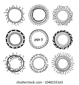 Vector sketch round frames . The third set