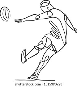 the vector sketch of the rugby player with ball