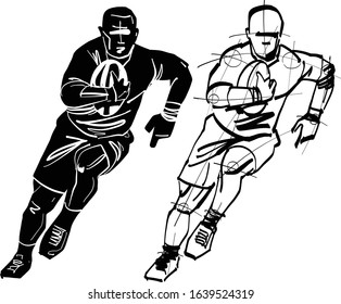 the vector sketch of the rugby players